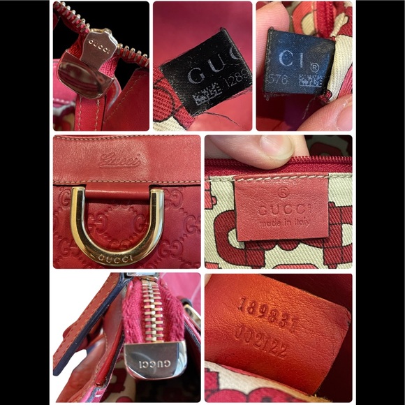 Authentic Gucci GG D Ring Abbey Calf Leather Bag in Red - Picture 10 of 12